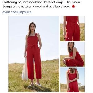Worn Once Everlane Linen Jumpsuit in Tomato, Size 8
